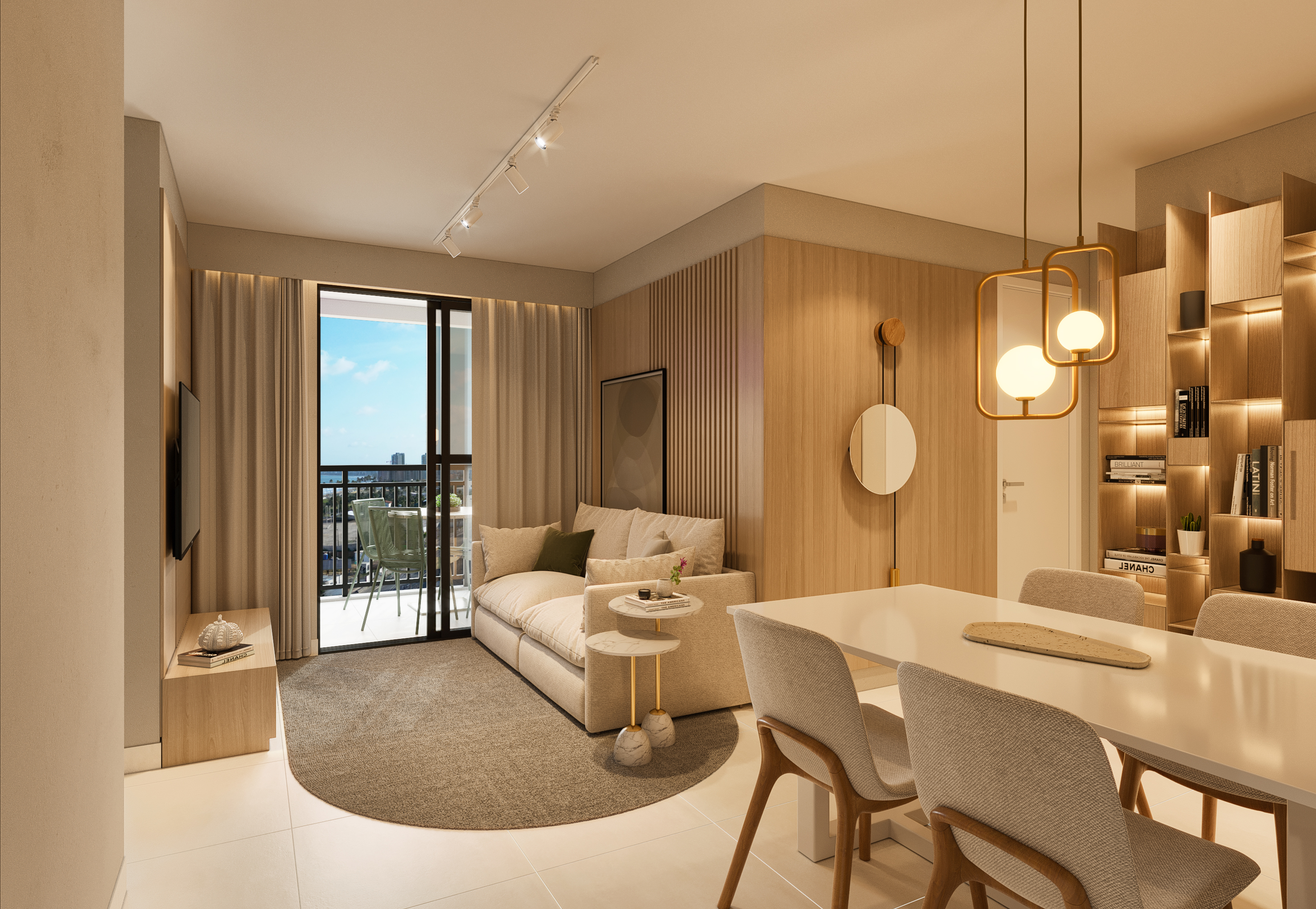 Sala Apto Smart 53m²